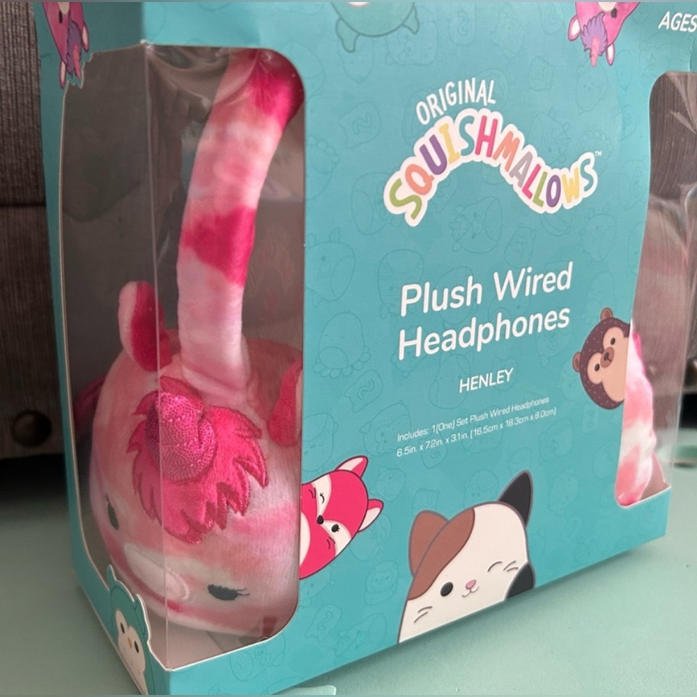 Squishmallows Henley the Alicorn Plush Wired Headphones Pink NIB